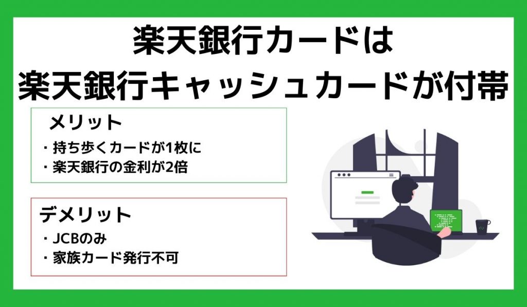 楽天銀行カードは楽天銀行キャッシュカードが付帯