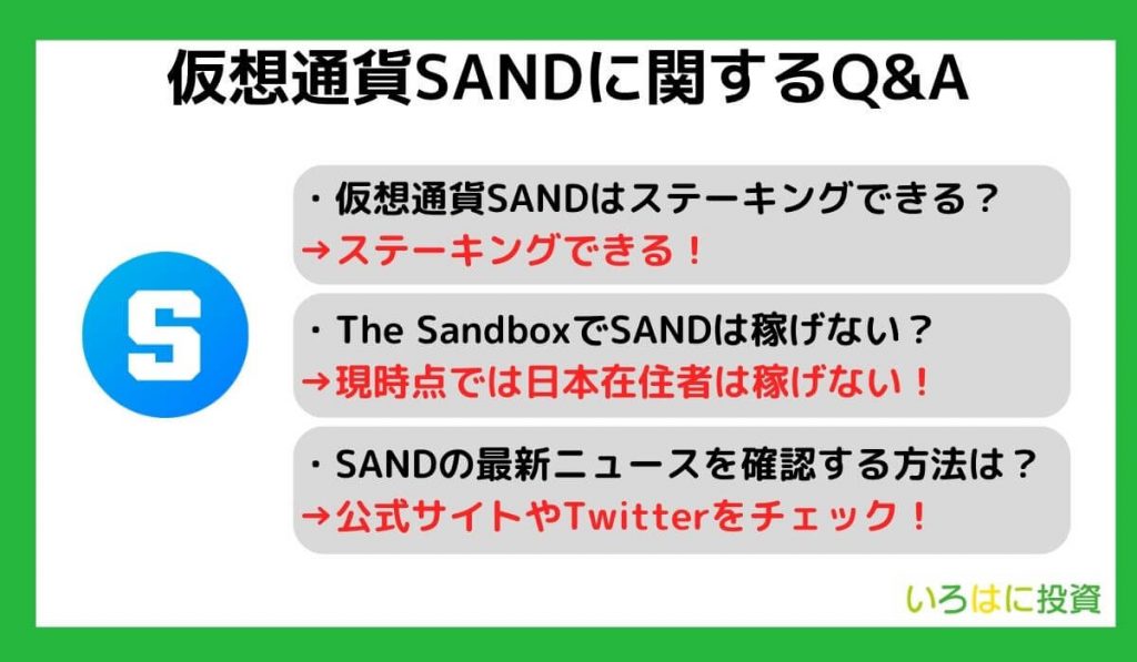 仮想通貨SANDに関するQ&A