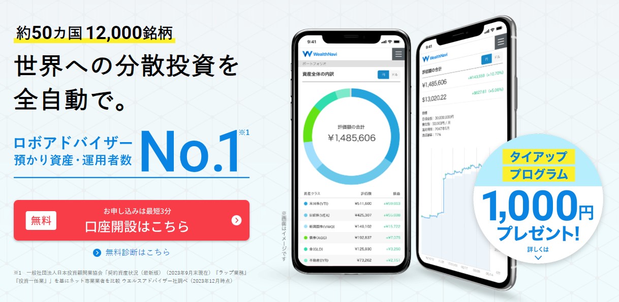 WealthNaviのトップ画像