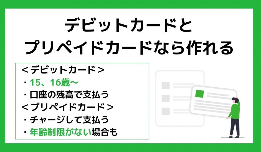 高校生でもデビットカードとプリペイドカードなら作れる