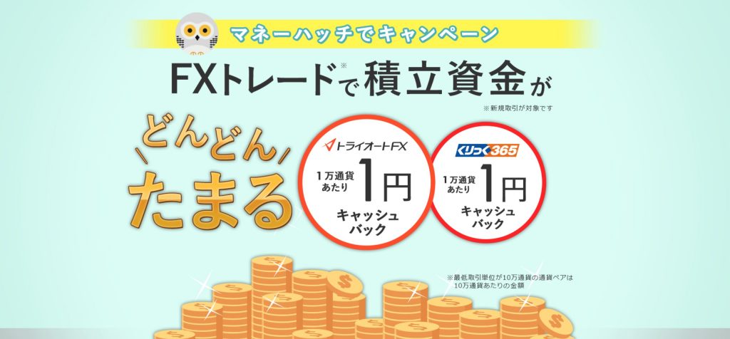 トライオートfxのマネーハッチキャンペーン画像