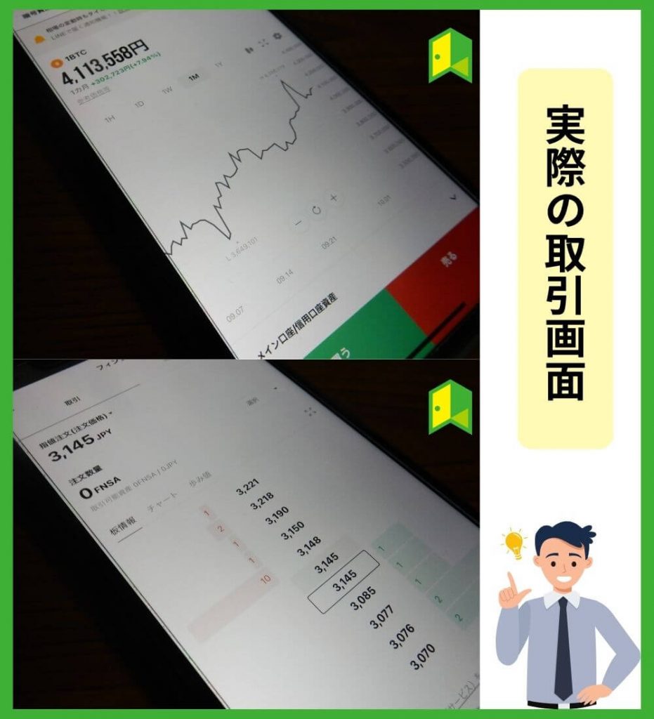 LINE BITMAXの実際の取引画面