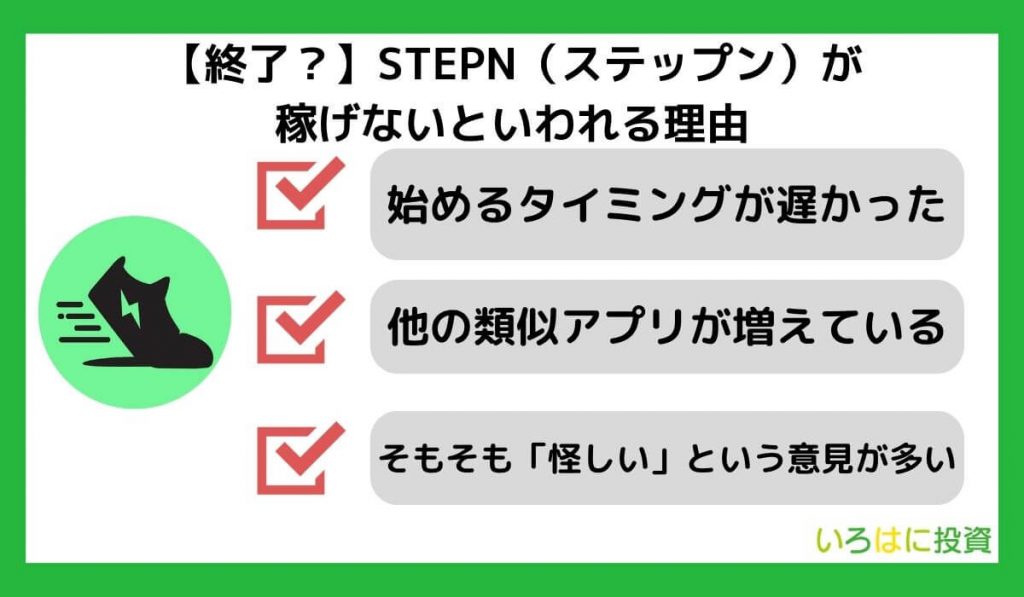 【終了？】STEPN（ステップン）が稼げないといわれる理由