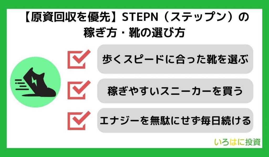 【原資回収を優先】STEPN（ステップン）の稼ぎ方・靴の選び方