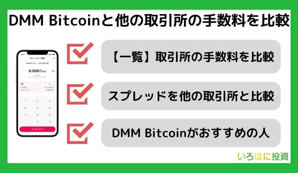 DMM Bitcoinと他の取引所の手数料を比較