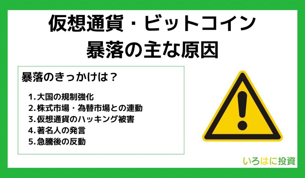 仮想通貨・ビットコイン暴落の主な原因