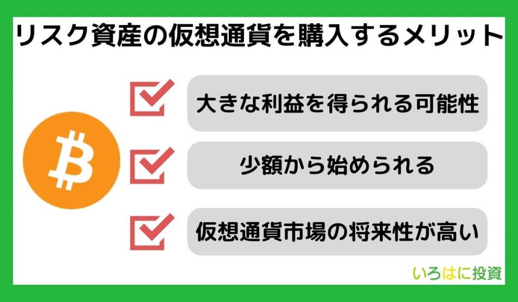 リスク資産の仮想通貨を購入するメリットとは？