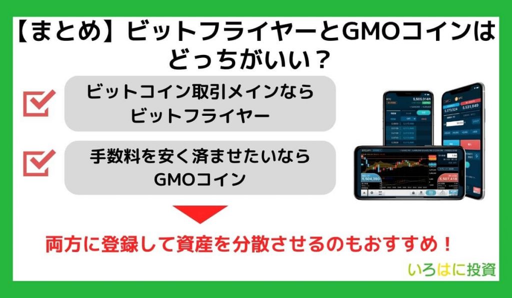 【まとめ】ビットフライヤーとGMOコインはどっちがいい？