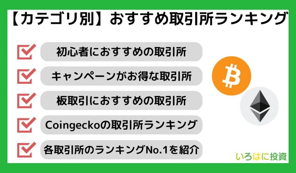 【カテゴリ別】おすすめ仮想通貨取引所ランキング