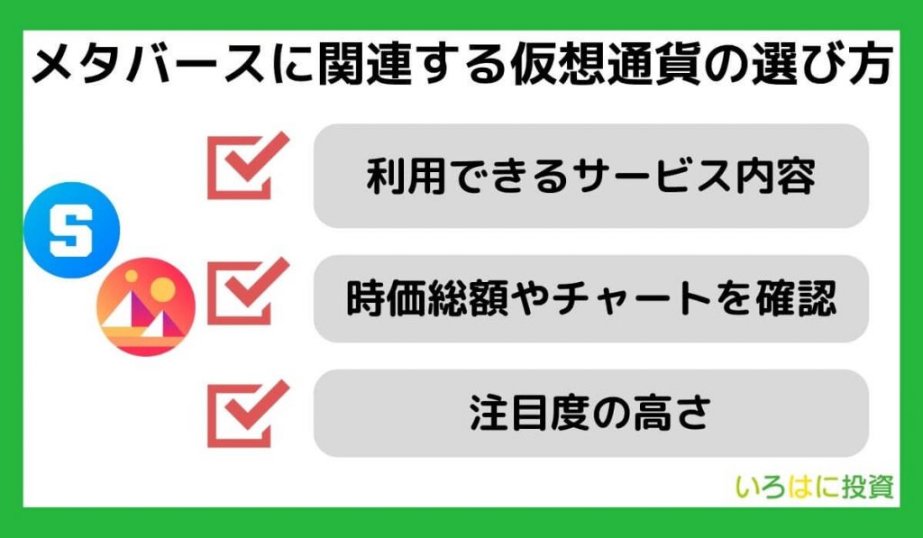 メタバースに関連する仮想通貨の選び方