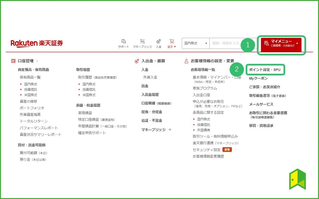 楽天ポイント投資手順1