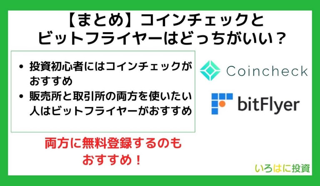 【まとめ】インチェックとビットフライヤーはどっちがいい？