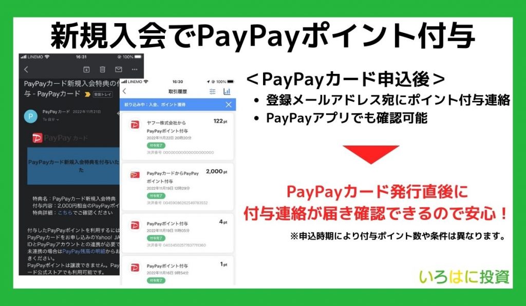 PayPayカード新規入会でポイント付与