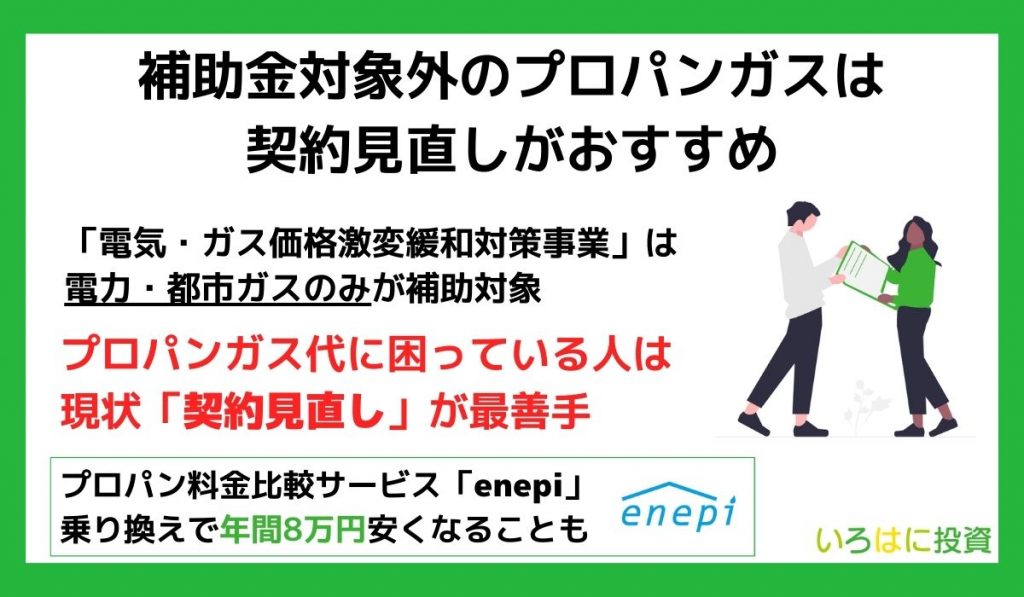 補助金対象外のプロパンガスは契約見直しがおすすめ