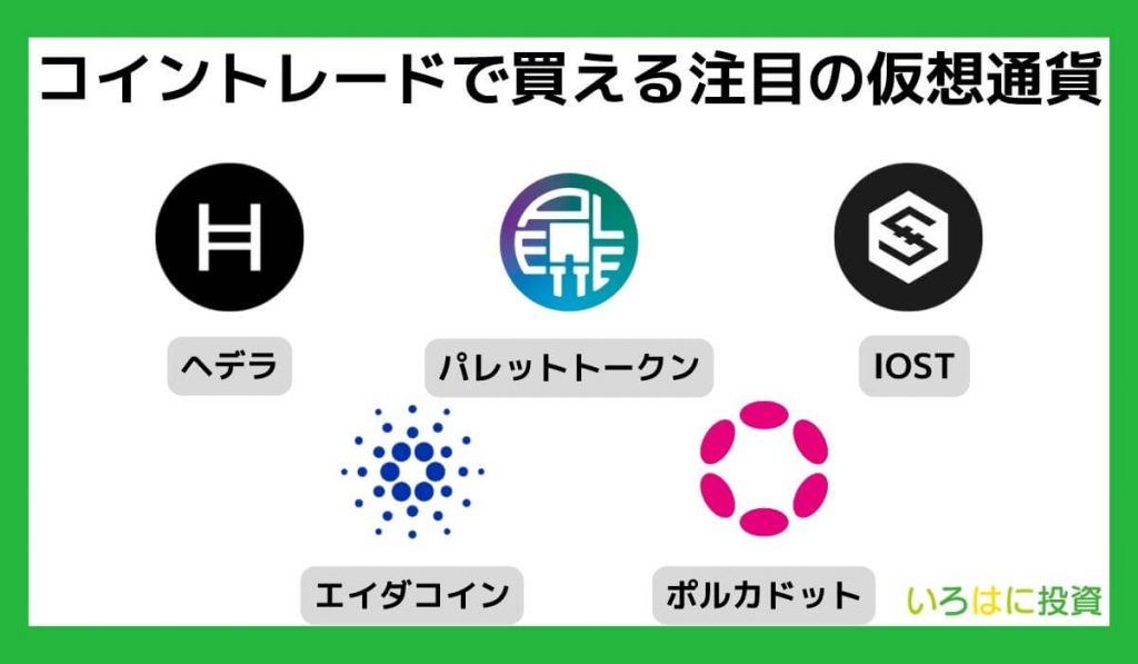 コイントレードで買える注目の仮想通貨