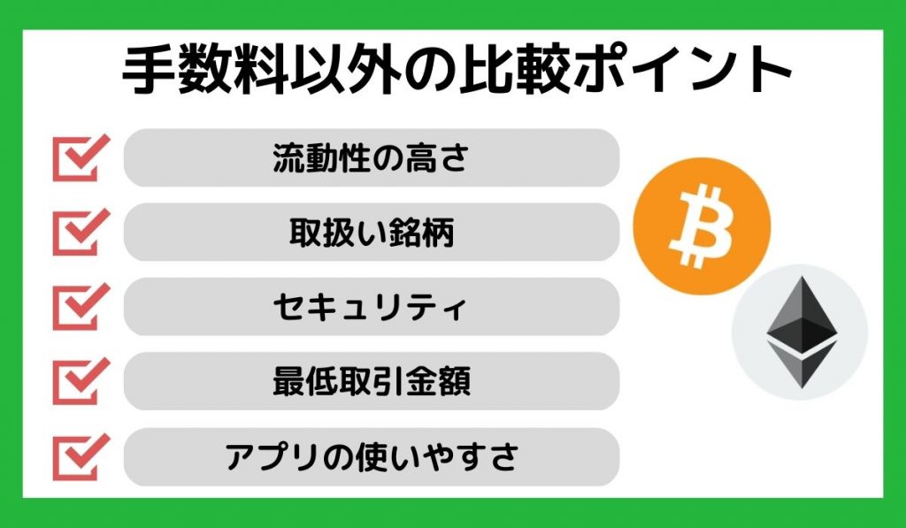 手数料以外の比較ポイント【仮想通貨取引所】