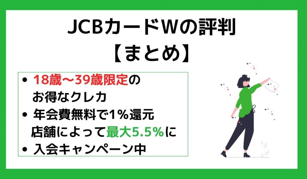 JCBカードWの評判【まとめ】