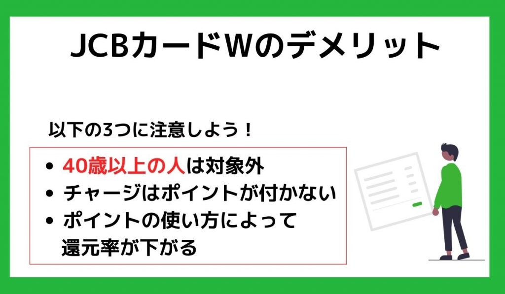 JCBカードWのデメリット