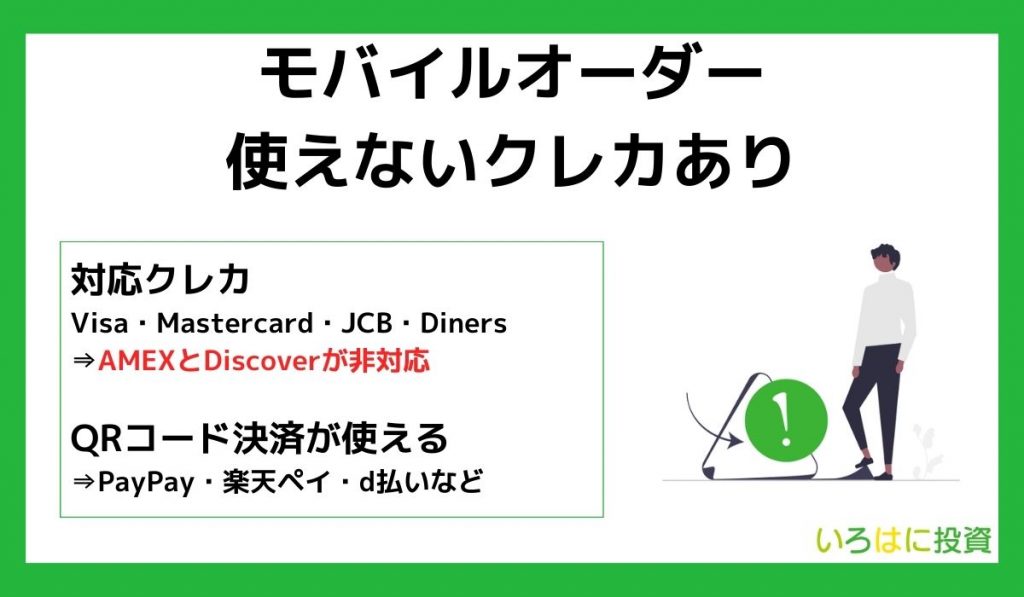 【注意】モバイルオーダーでは使えるクレカが異なる