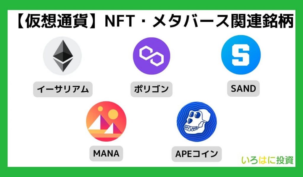 【仮想通貨】NFT・メタバース関連銘柄一覧