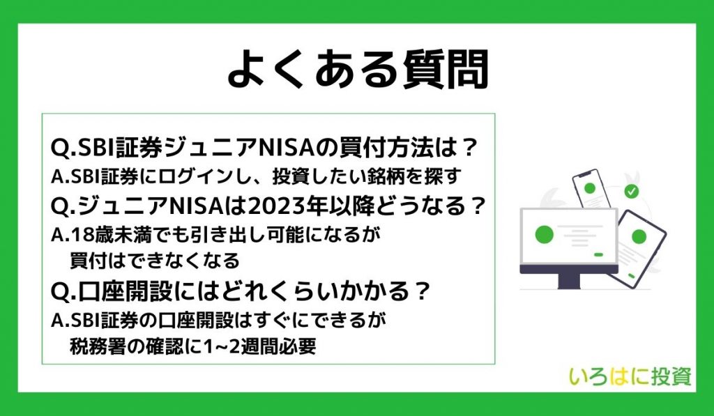SBI証券のジュニアNISAの買い方に関するよくある質問