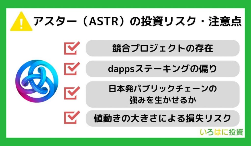 仮想通貨アスター(ASTR)の投資リスク・注意点