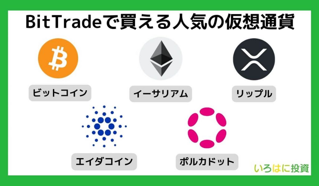 BitTradeで買える人気の仮想通貨