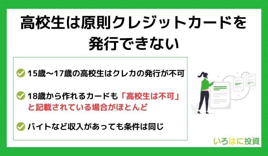 高校生は原則クレカを発行できない