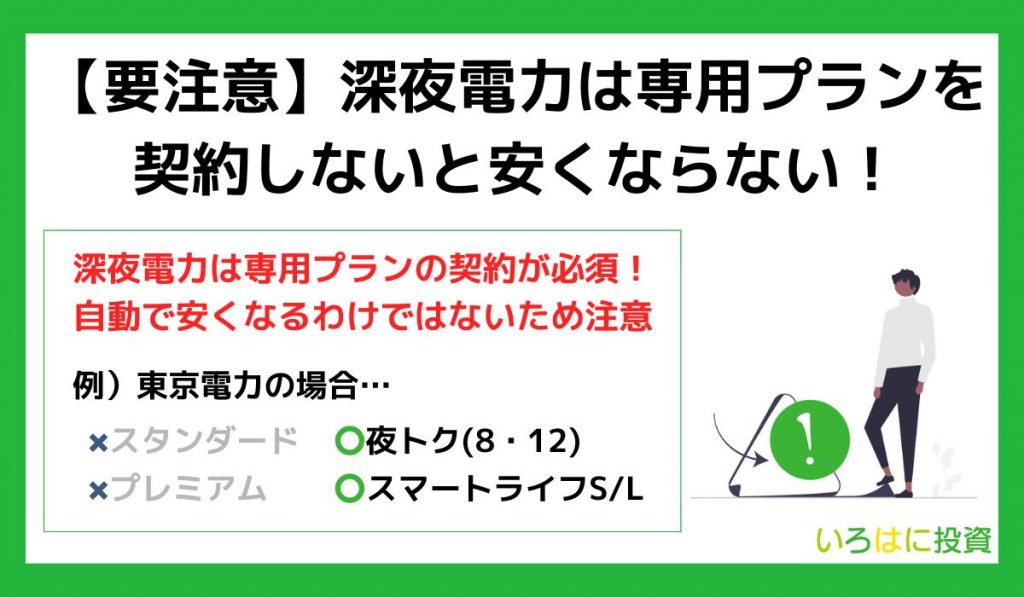 【要注意】深夜電力は専用プランを契約しないと安くならない！