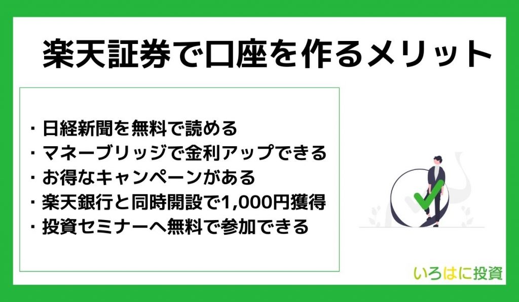 楽天証券で口座を作るだけでもメリットは多数ある