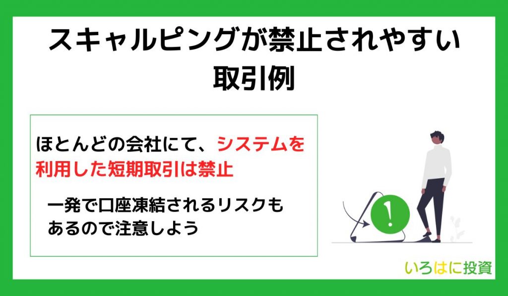 スキャルピングが禁止されやすい取引例