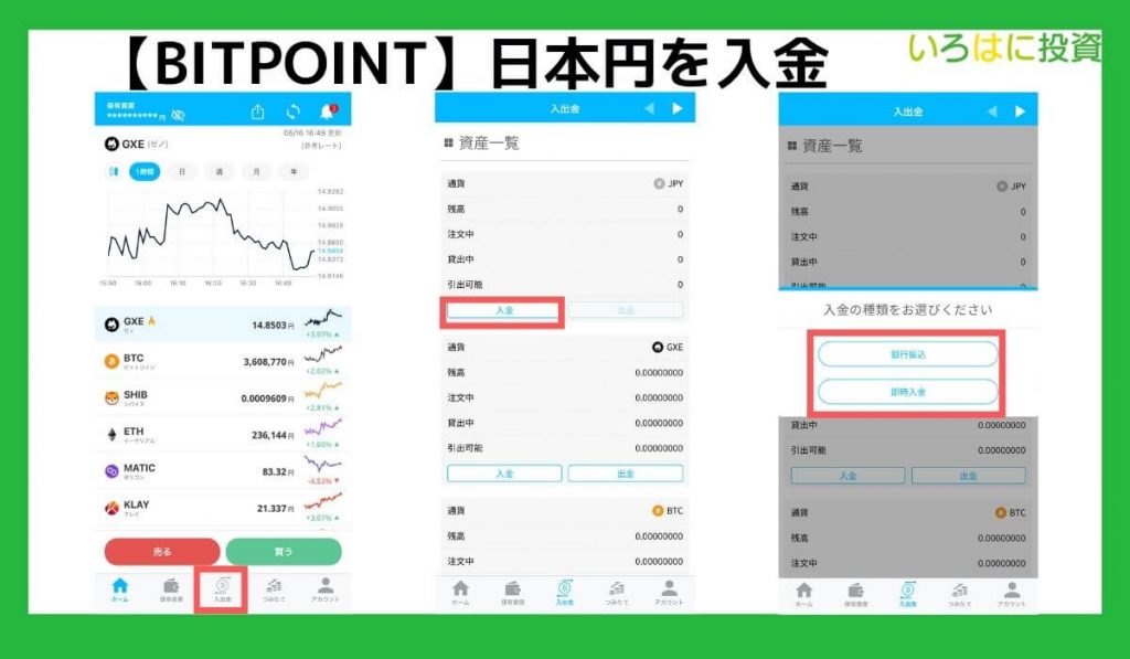 日本円を入金する