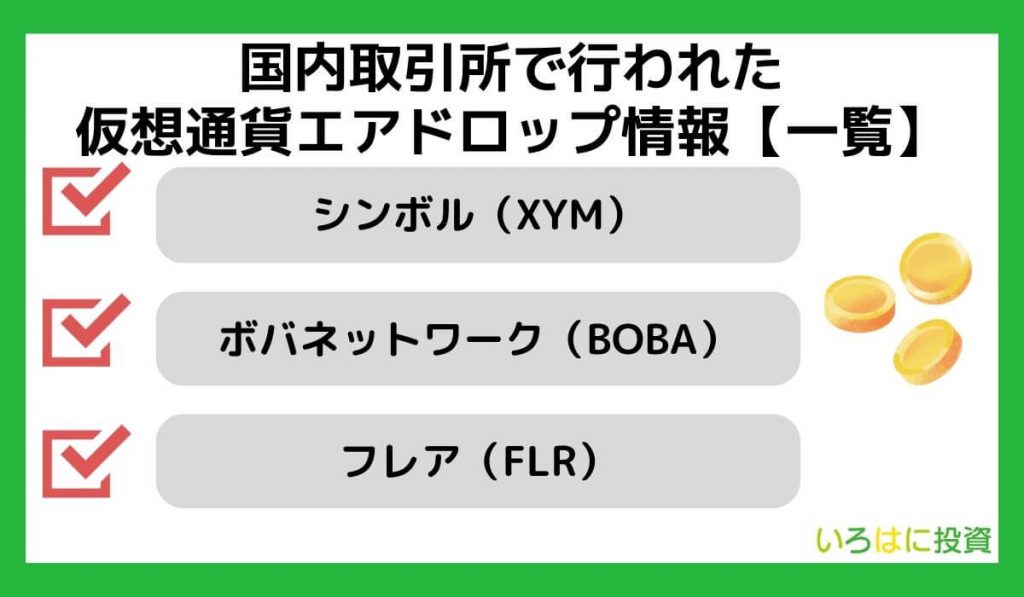 【一覧】国内取引所で行われた仮想通貨エアドロップ情報