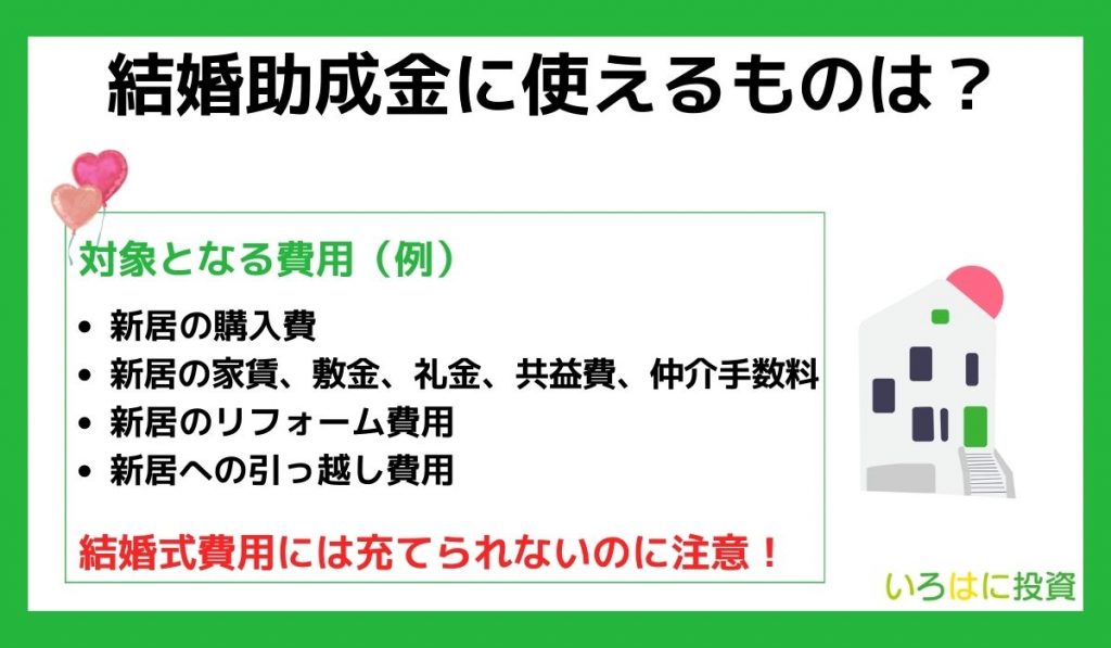 結婚助成金に使えるものは？