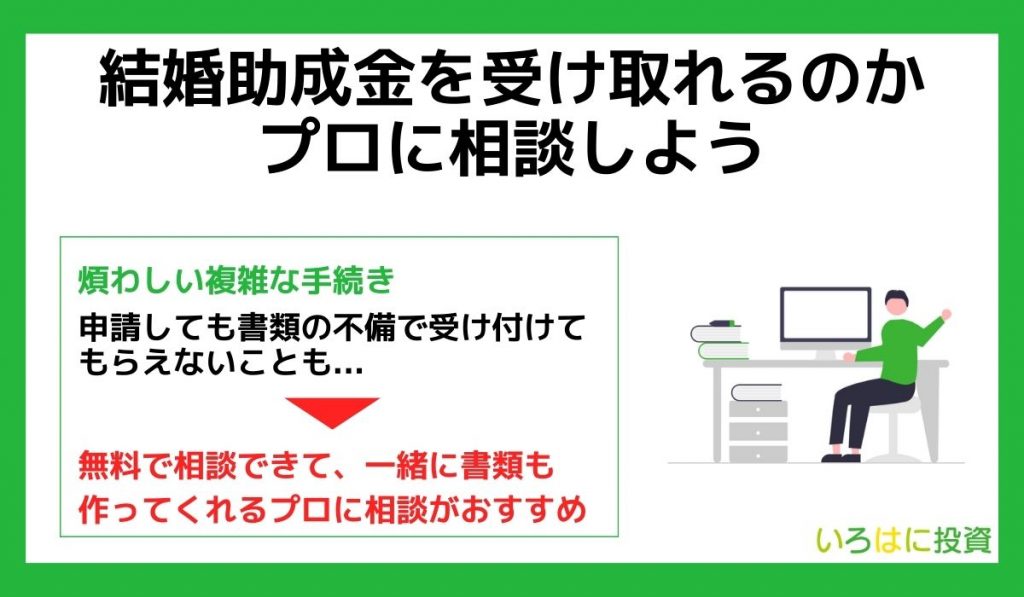 結婚助成金を受け取れるのかプロに相談しよう