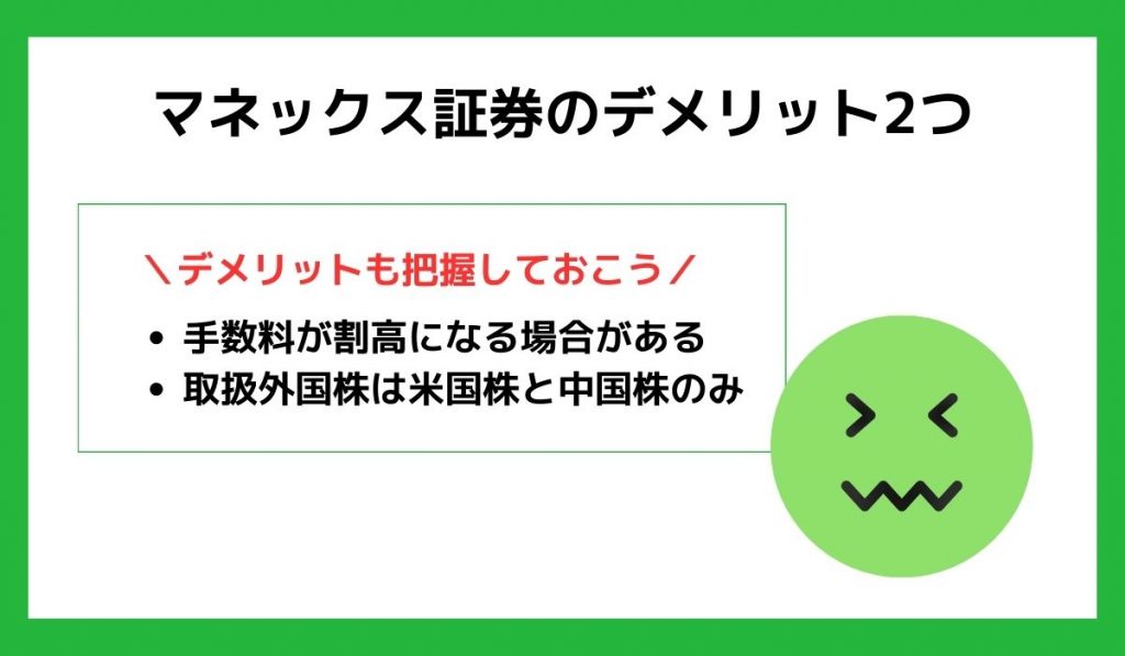 マネックスのデメリット2つ