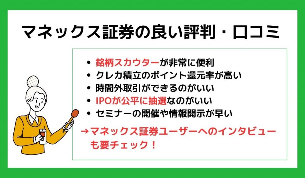 マネックス証券の良い評判