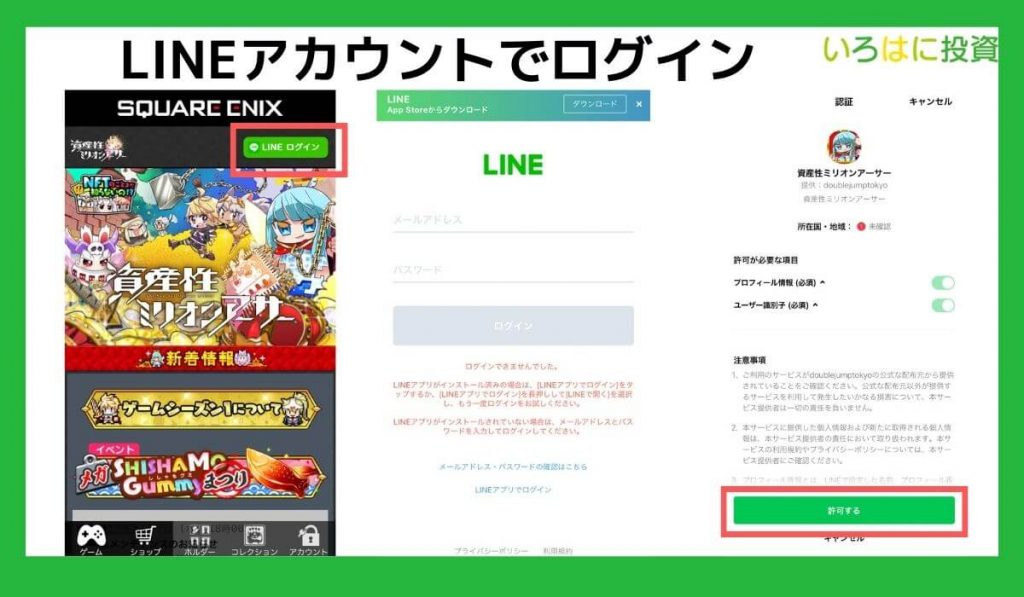 LINEアカウントでログイン