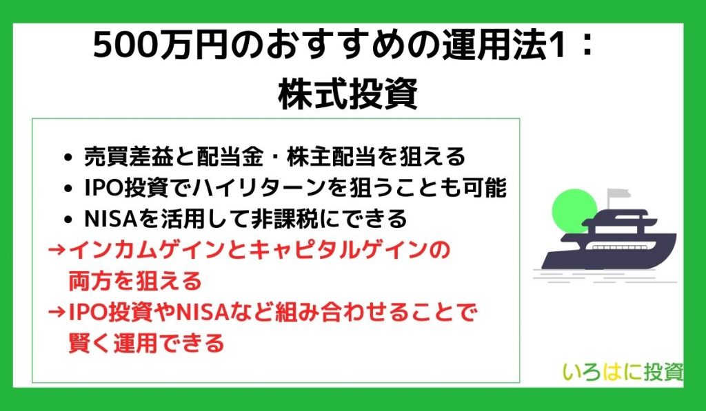 500万円のおすすめの運用法1：株式投資