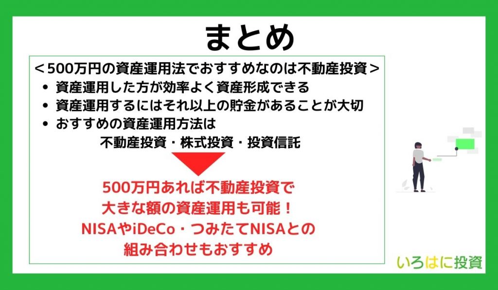 【まとめ】500万円の資産運用法でおすすめなのは不動産投資