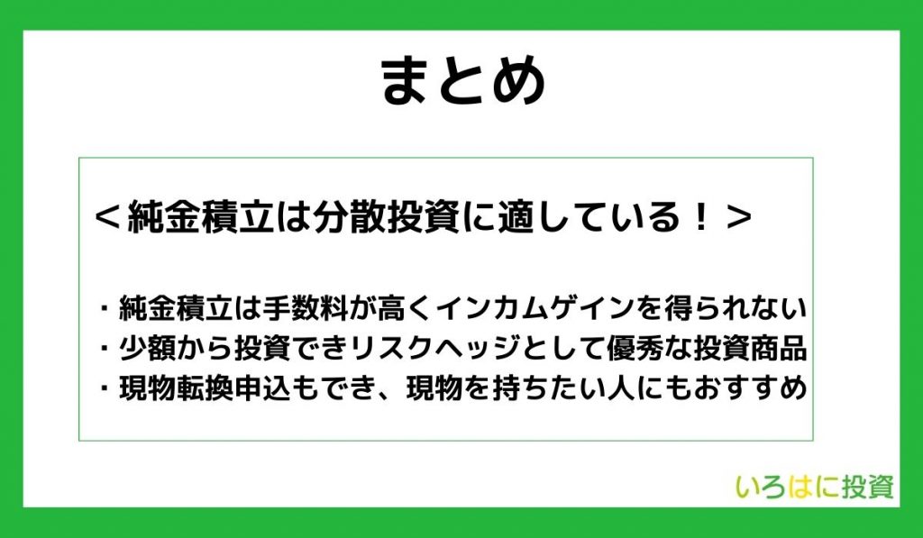 【まとめ】純金積立はおすすめしない？