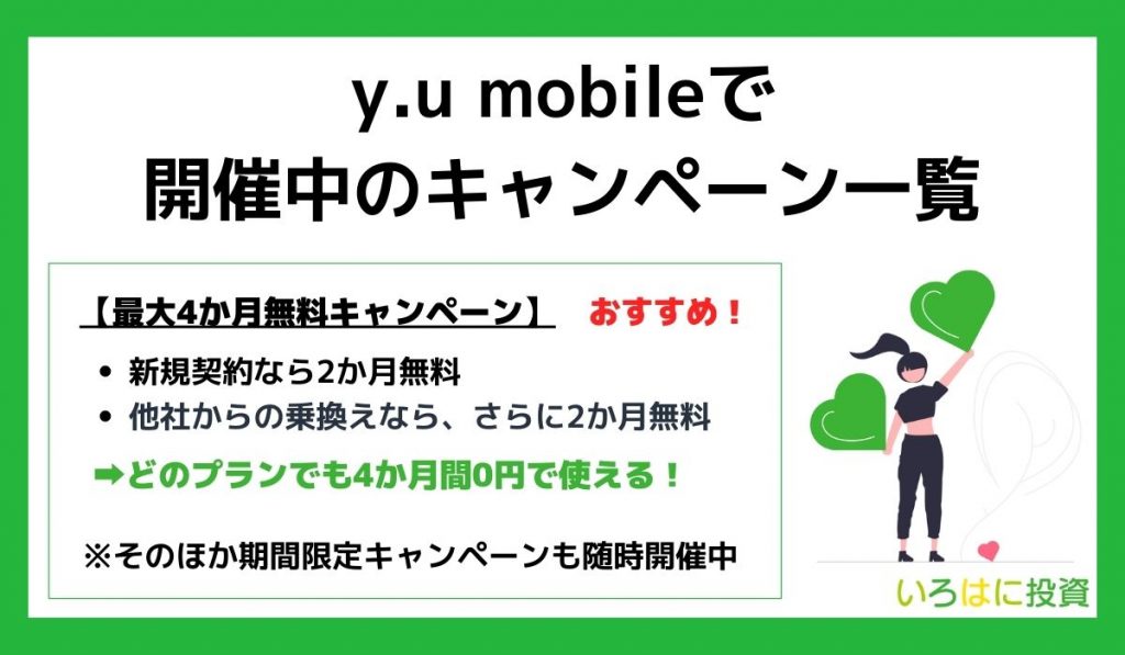 y.u mobileで開催中のキャンペーン一覧