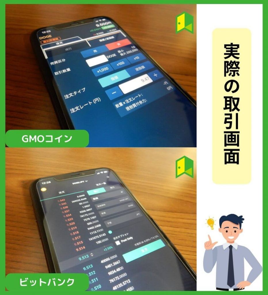 ドージコイン・実際の取引画面