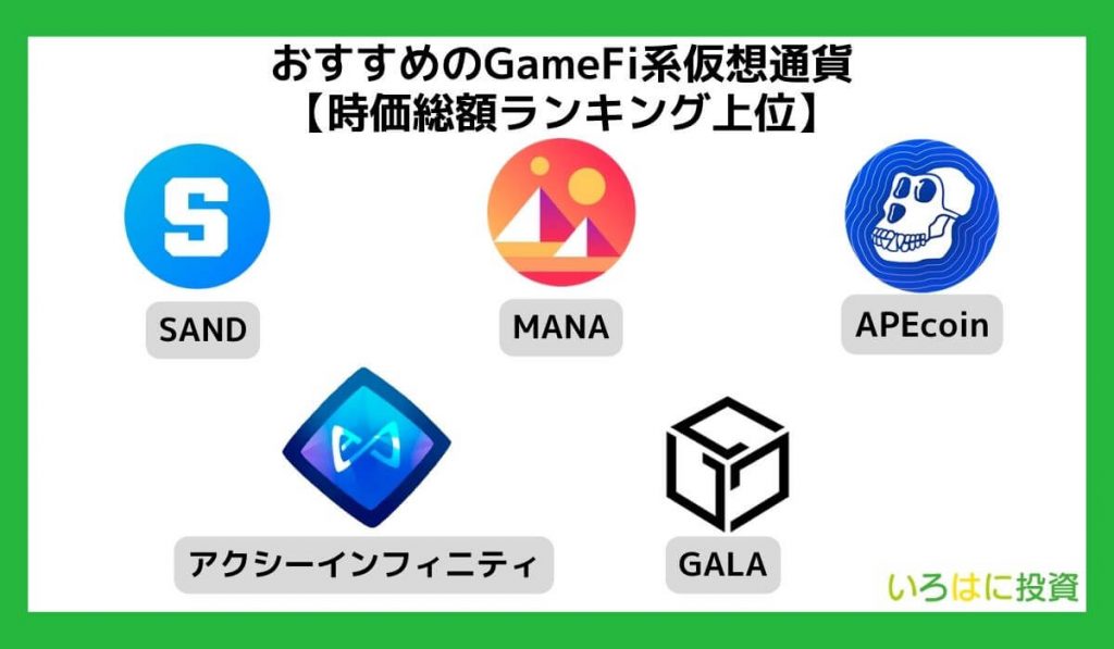 おすすめのGameFi系仮想通貨【時価総額ランキング上位】