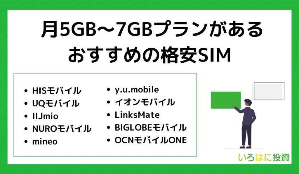 月5GB～7GBプランがあるおすすめの格安SIM