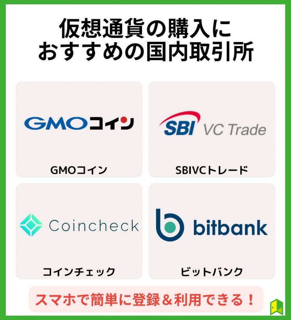 仮想通貨の購入におすすめの仮想通貨取引所