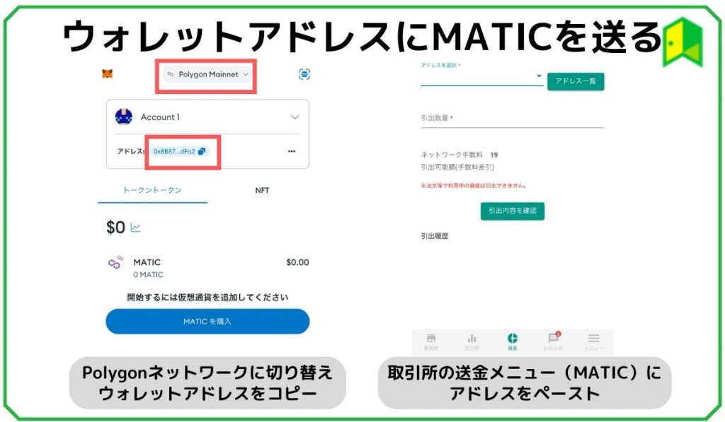 ウォレットアドレスにMATICを送る