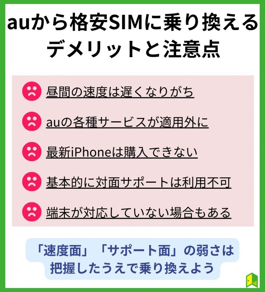 auから格安SIMに乗り換えるデメリットと注意点