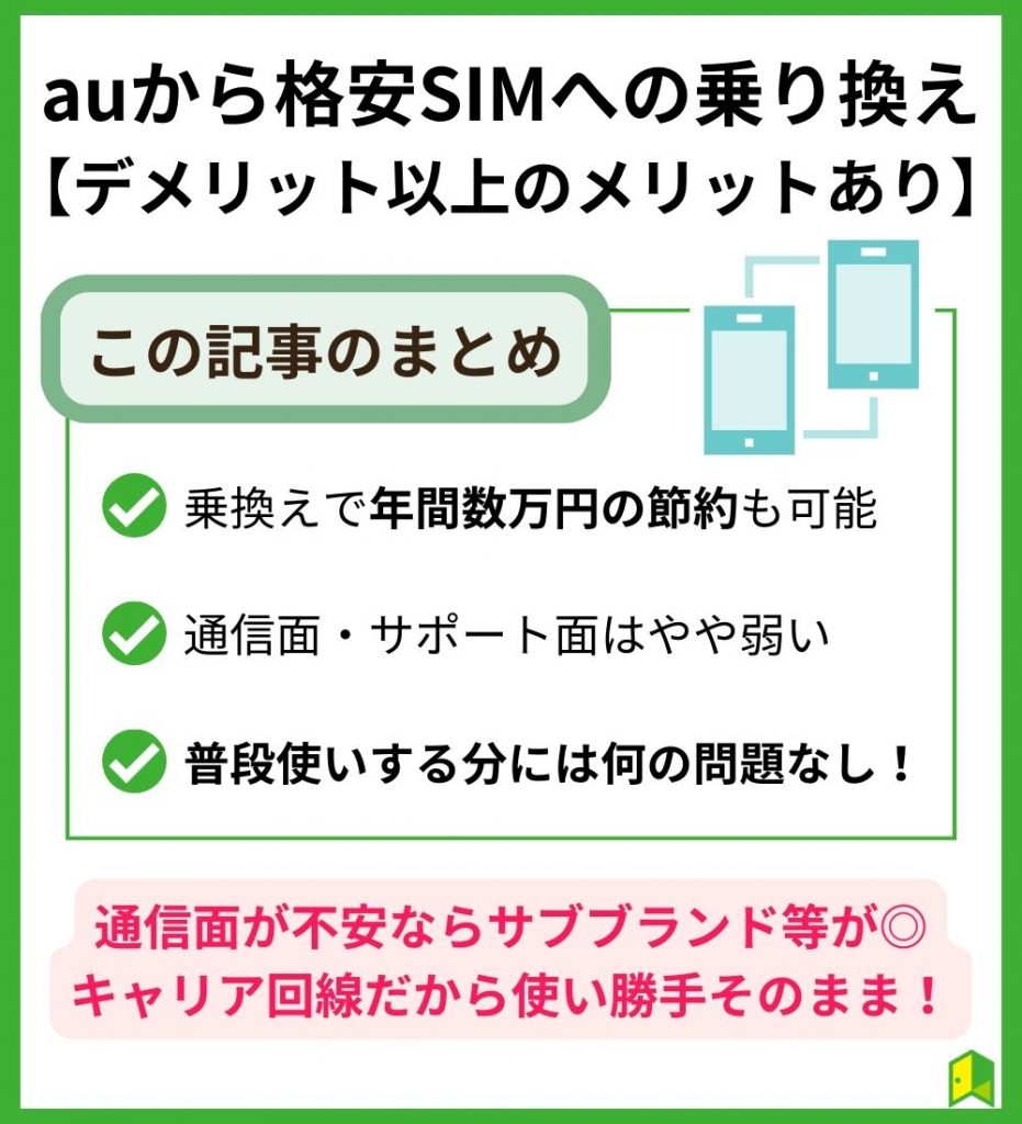 auから格安SIMへの乗り換えまとめ【デメリット以上のメリットあり】