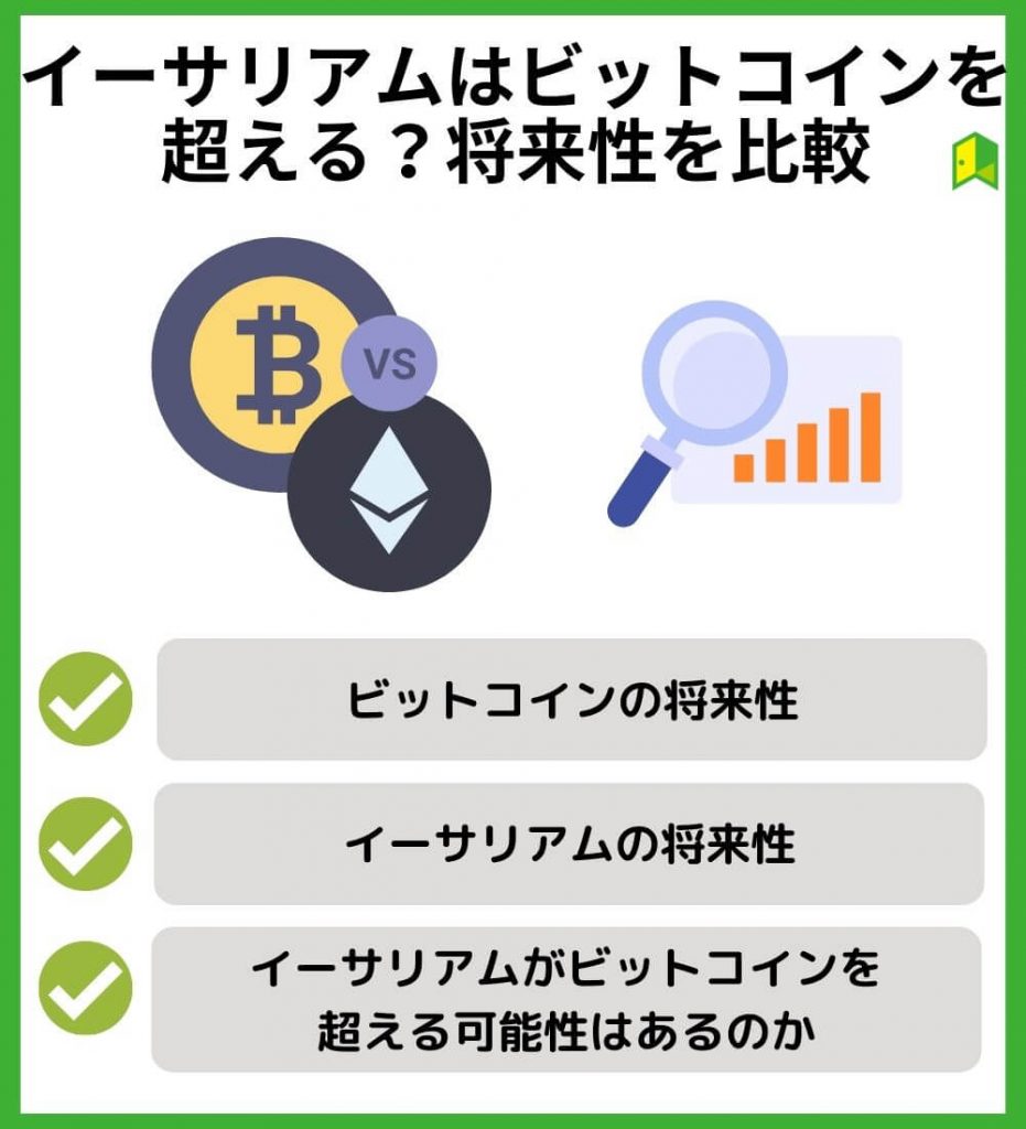 イーサリアムはビットコインを超える？将来性を比較